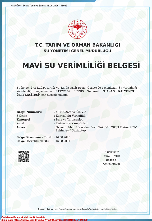 Blue Water Efficiency Certificate